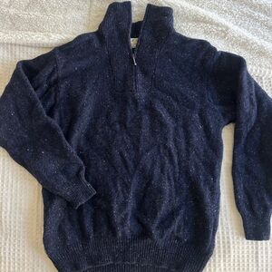 Wool Navy Quarter Zip Sweater